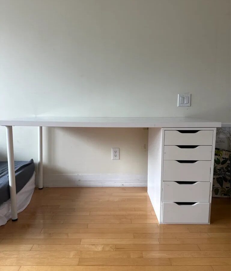 IKEA White Alex Desk with Drawer Unit